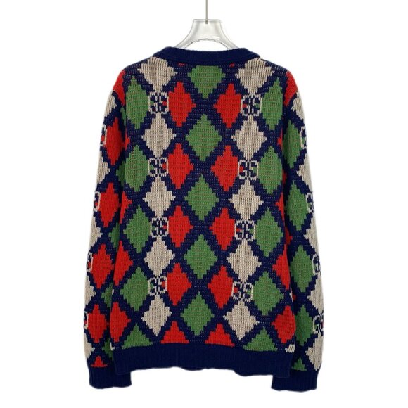 Gucci Wool & Cashmere Argyle Cardigan Sweater - Size S - Picture 2 of 6